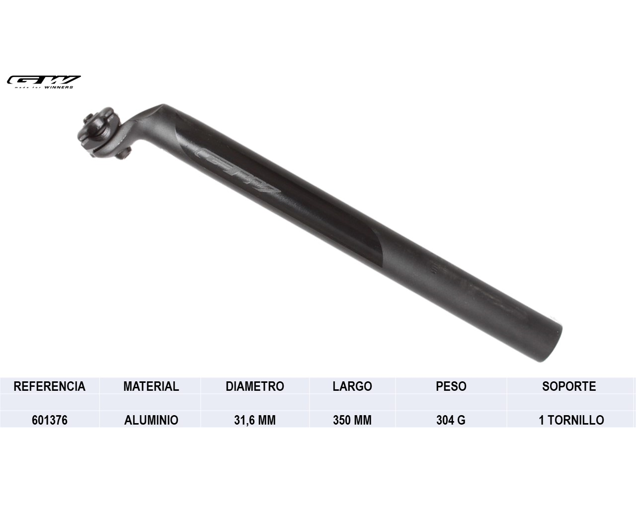 Poste 31.6mm L. 350mm Negro JD-SP-D414 GW