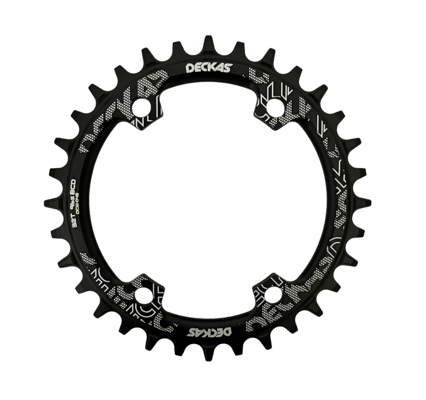 Coronilla 32T BCD 96mm Asimétrico Monoplato 12v (Para Shimano) Negra Deckas