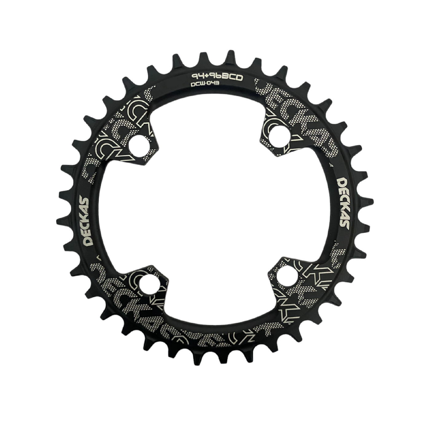 Coronilla 34T BCD 96mm y 94mm Simetrico Monoplato 12v Negra Deckas