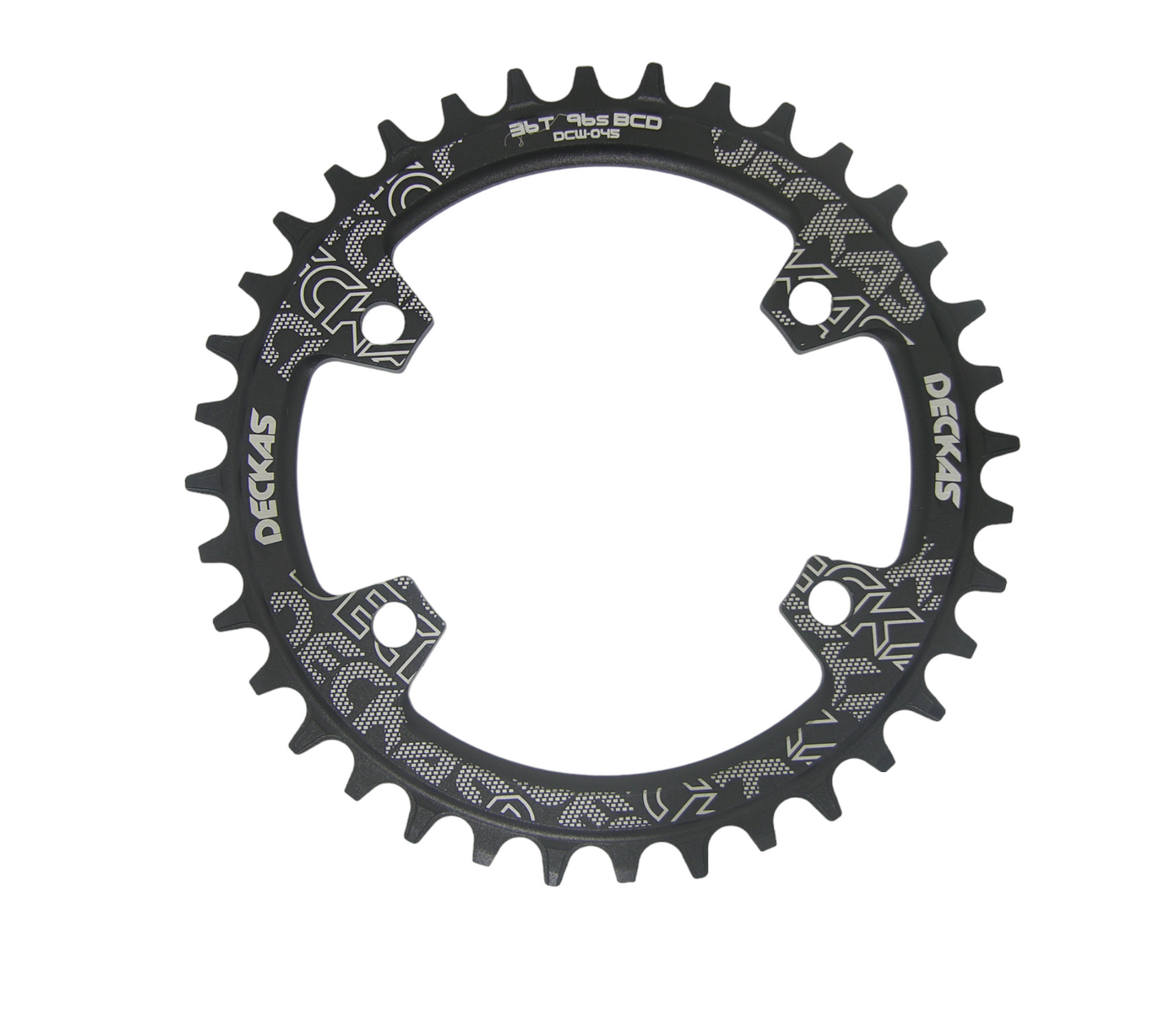 Coronilla 36T BCD 96mm Asimetrico Monoplato 12v (Para Shimano) Negra Deckas