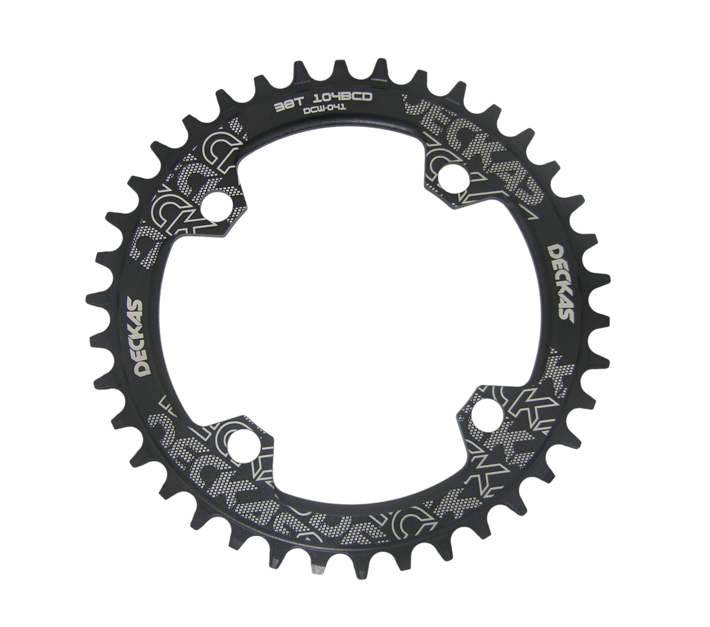 Coronilla 38T BCD 104mm Simétrico Monoplato 12v Negra Deckas