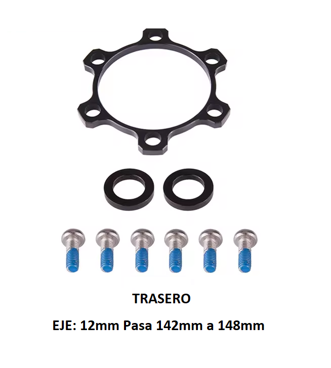 Adaptador Boost Trasero 6 Tornillos 142mm a 148mm Eje 12mm Ztto