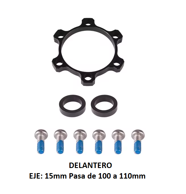 Adaptador Boost Delantero 6 Tornillos 100mm a 110mm Eje 15mm Ztto