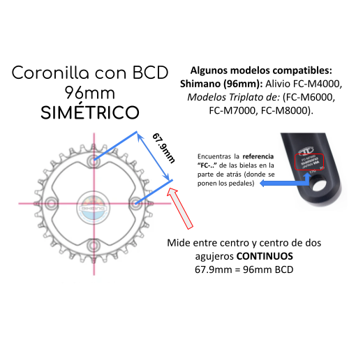 Coronilla 30T BCD 96mm Simetrico CKM-11 Monoplato 12v 4h Fury