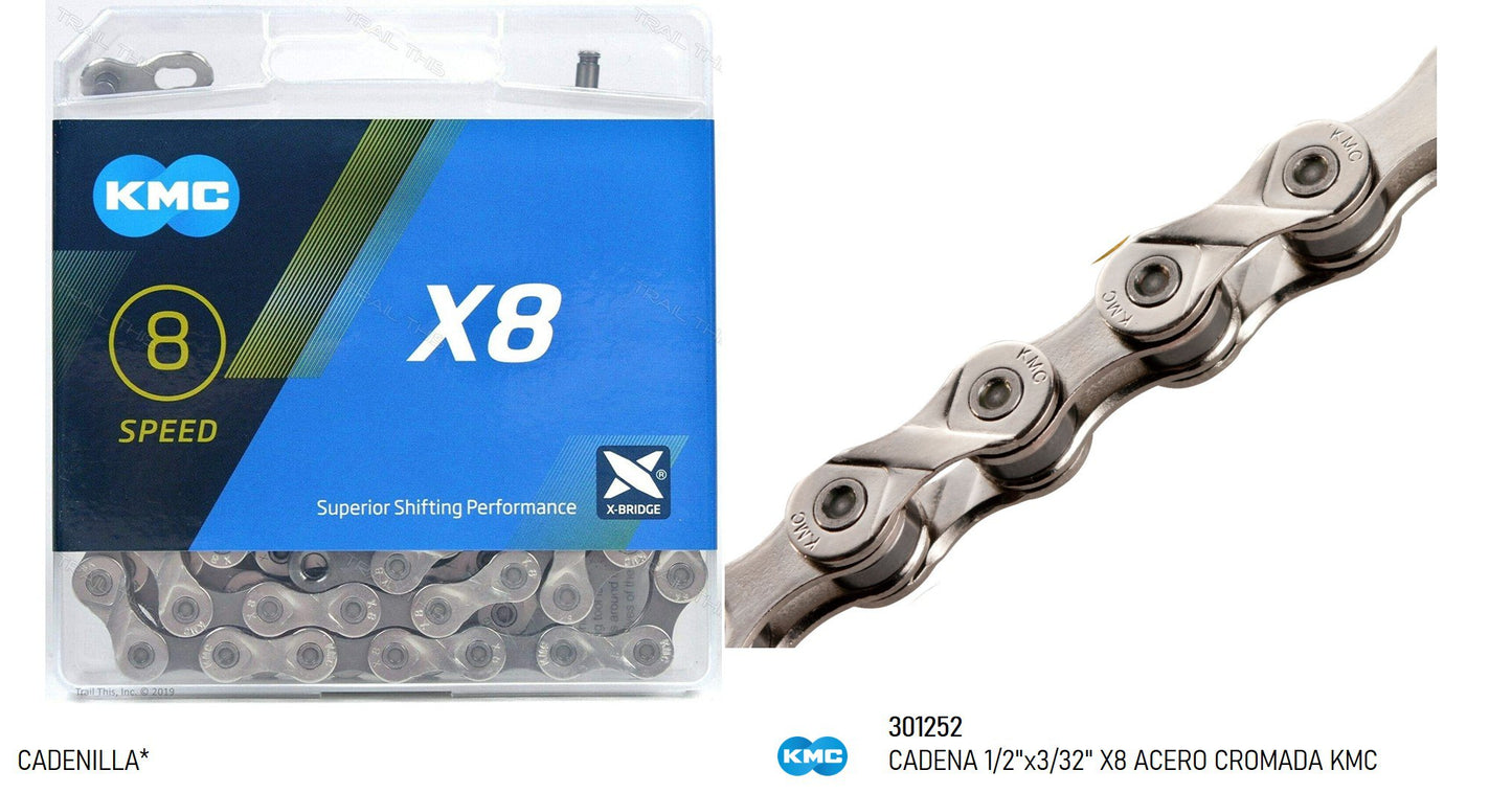 Cadenilla 8v X8 116L Cromada KMC