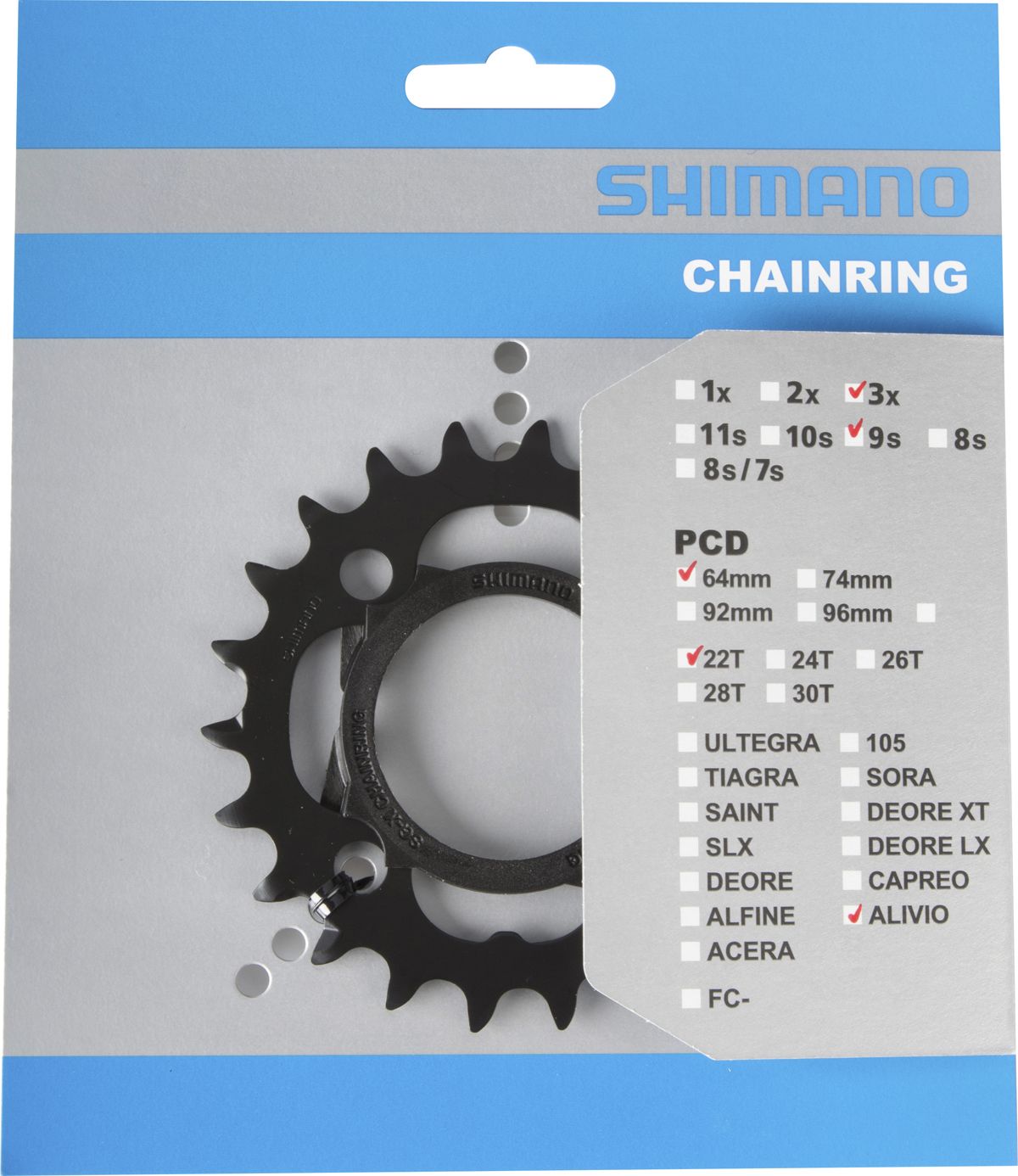 Coronilla 22T BCD 64mm Alivio FC-M4000 TRIPLATO Shimano