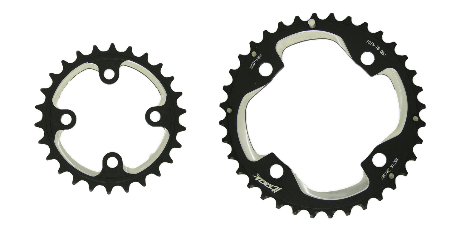 Coronillas 36T y 26T BCD 104mm y 64mm Simetrico Biplato Itook