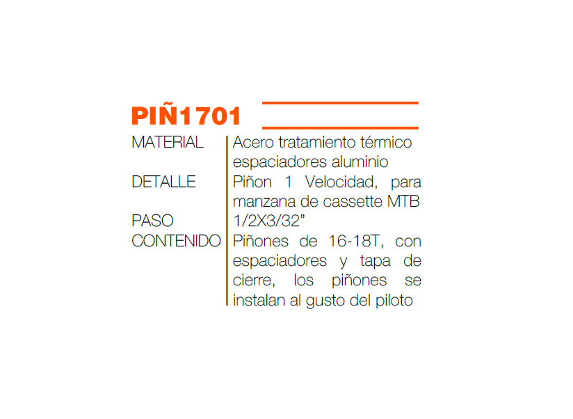 Adaptador para piñon libre 16 y 18T para cassette Ontrail