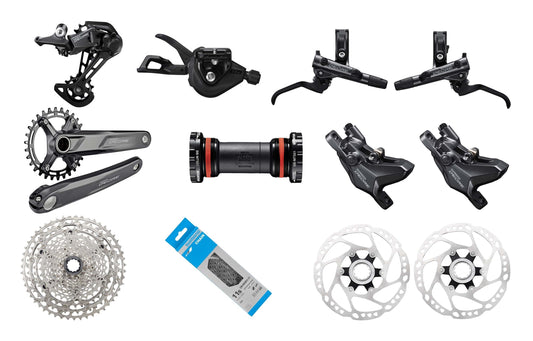 Grupo 11v Deore M5100 Monoplato 32T 170mm + Frenos M6100 Shimano