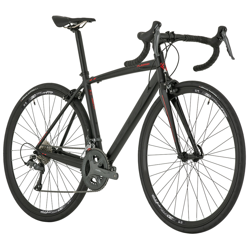 Bicicleta Ruta Flamma 2x8v Claris M. Shimano Negro- Rojo GW