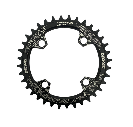 Coronilla 34T BCD 96mm y 94mm Simetrico Monoplato 12v Negra Deckas