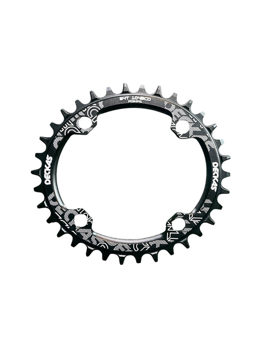 Coronilla 34T BCD 104mm OVALADA Monoplato 12v Negra Deckas