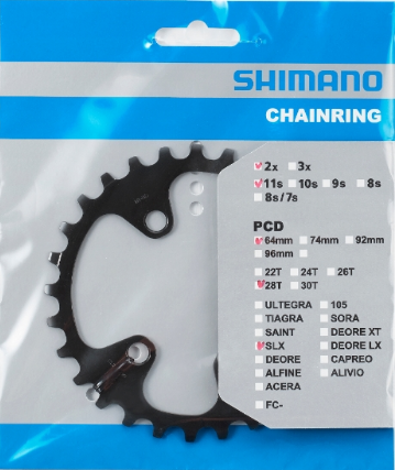 Coronilla 28T BCD 64mm Asim. SLX FC M7000 biplato Shimano