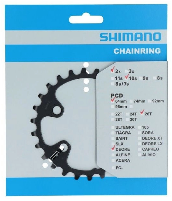 Coronilla 26T BCD 64mm Deore FC-M6000 biplato Asimetrica Shimano