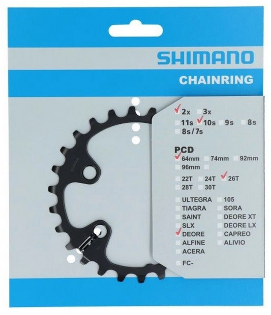 Coronilla 26T BCD 64mm Deore FC-M6000 biplato Asimetrica Shimano
