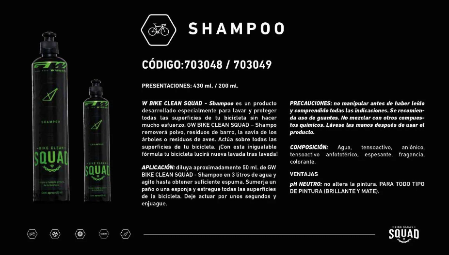 Shampoo 430cc bicicleta Squad GW